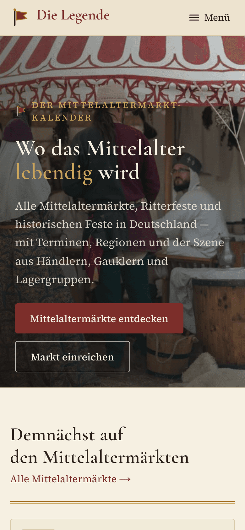Screenshot der Website Die Legende (Handy)