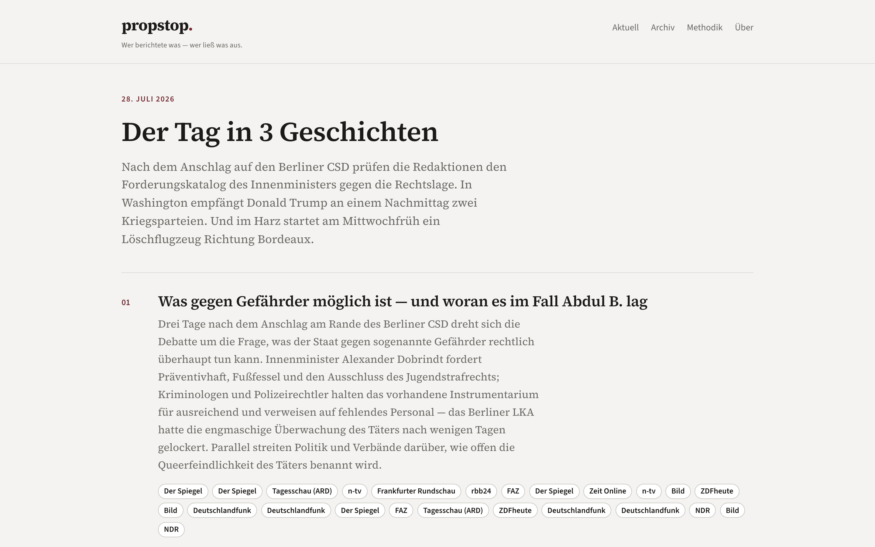 Screenshot der Website propstop (Desktop)