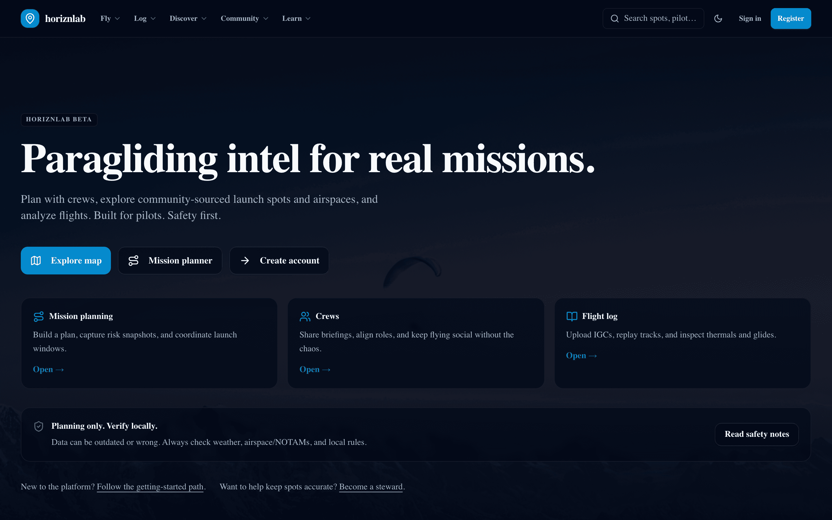 Screenshot der Website horiznlab (Desktop)
