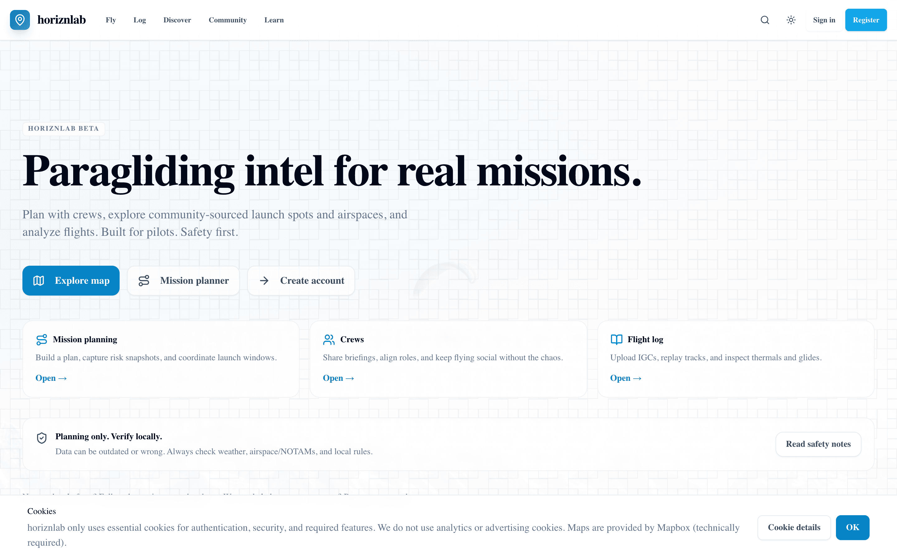 Screenshot der Website horiznlab (Desktop)