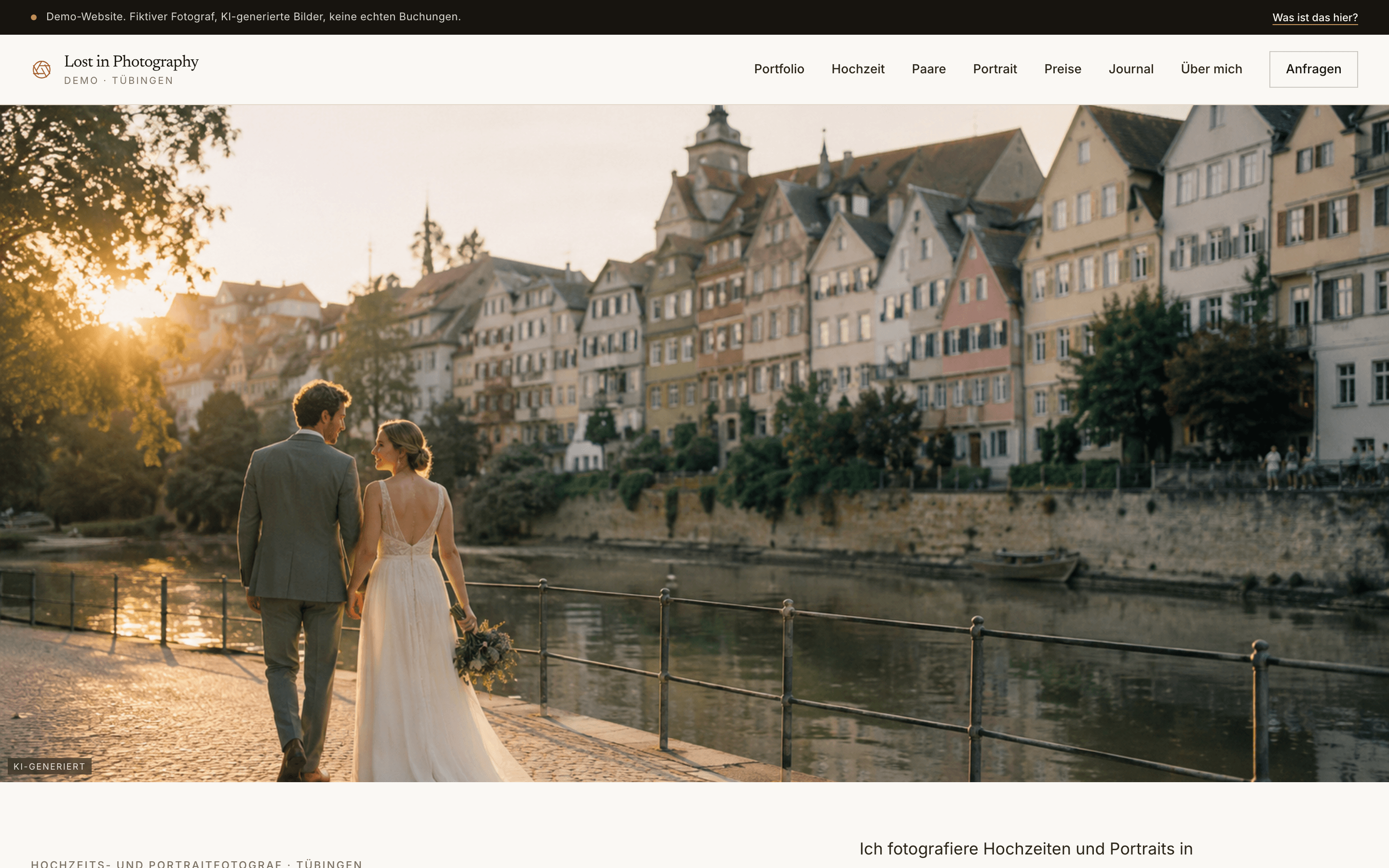 Screenshot der Website Lost in Photography (Desktop)