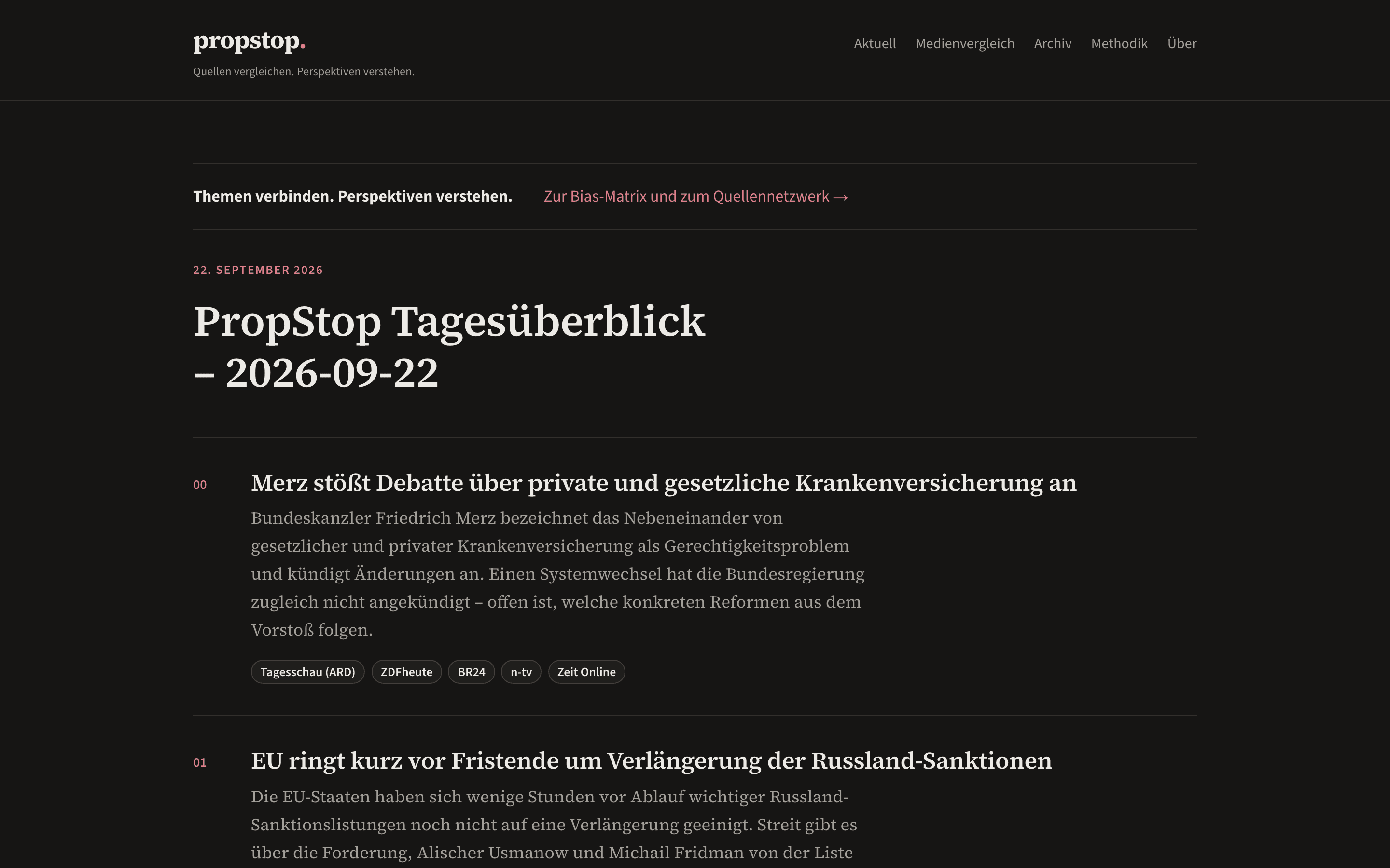 Screenshot der Website propstop (Desktop)